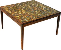 The ceramic tiles will answer: Vintage Rosewood Table With Small Ceramic Tiles Denmark 1960s Design Market