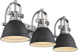 Emliviar 3 Light Bathroom Vanity Light Fixture Black Finish With Metal Shade 4054h A Amazon Com