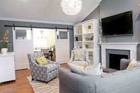 Gray Color And Soft Green Color Shades Combined With Off White Paint Colors For Modern Interi Yellow Living Room Grey And Yellow Living Room Living Room Color