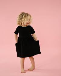 Adorable Dresses For Little Girls Love The Pockets Girls Black Dress Blush Flower Girl Dresses Kids Dress