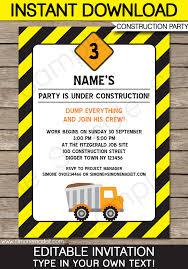 Make your own invitations with style. Construction Party Invitations Template Birthday Party