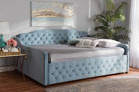 Shop for queen trundle bed at bed bath & beyond. Baxton Studio Freda Transitional Contemporary Light Blue Velvet Fabric Button Tufted Queen Size Daybed