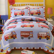 66 width x 88 length; New Fire Truck Blue Boys Bedding Set Kids Comforter Sheets Kids Teens Bedding Sets Home Garden