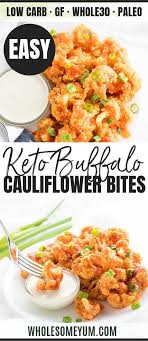 Baked Healthy Buffalo Cauliflower Bites Wings Recipe Paleo Keto