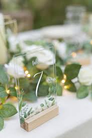 Acrylic Table Numbers With Holders Eucalyputs Printed In 2020 Acrylic Table Number Airy Wedding Decor Simple Wedding Centerpieces