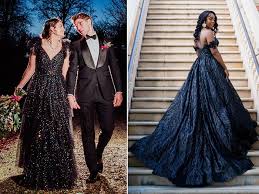 Brides Who Wore Stunning Black Wedding Dresses Photos