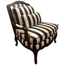 1stdibs Thomasville Fauteuil Style Black Stripe Arm Armchair Armchair White Leather Chair Armchair Vintage
