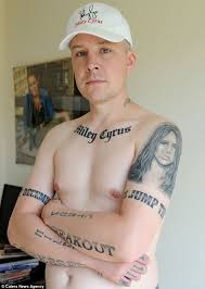 46 tattoos, just in case you're wondering how many she has, that's how many the asterisk had at the last count. Yorkshireman 39 Has 15 Miley Cyrus Tattoos Inked Across His Body To Pay Tribute To Teenage Singer For Helping Him Through Divorce Daily Mail Online