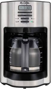 Coffee coffee makers come with the ability to set your coffee maker to start pouring a fresh cup at a specific time. Mr Coffee 12 Cup Coffee Maker With Rapid Brew System Stainless Steel 2121121 Best Buy