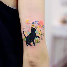 Cat And Space Tattoo Jury On Instagram Her Cat Yarn Planet Thanks Lori Done At Chronicink Cat Tattoo Designs Cute Little Tattoos Tattoos