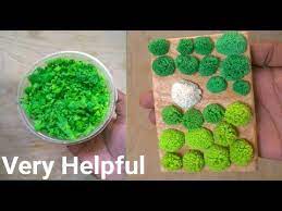 How To Make Moss Two Ways Of Making Artificial Grass For Crafts Youtube How To Make Moss Make Moss Artificial Grass
