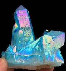 107g Light Blue Quartz Crystal Titanium Coating Crystal Cluster Rainbows 525 Crystals And Gemstones Crystals Minerals And Gemstones