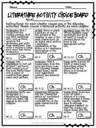 Literature Activity Choice Board 3rd 5th Grades Middle School Reading 3rd Grade Reading Literature Activities