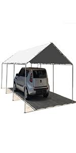 Amazon Com Alion Home Waterproof Poly Tarp Carport Canopy Replacement Garage Shelter Cover W Ball Bungees For Low Medium Peak Frame Not Included 12 X 16 White Garden Outdoor