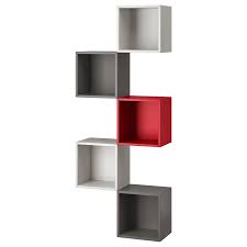 Ikea Eket Light Gray Dark Gray Red Wall Mounted Storage Combination In 2020 Wandregal Weiss Ikea Wandregal Weiss Und Ikea