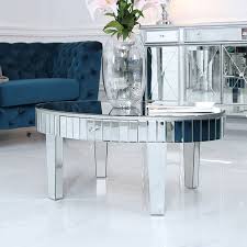 This coffee table's understated design and neutral brown finish make it a perfect fit in most styles and color schemes. Sparkle Mirrored Oval Shaped Coffee Table 1 Drawer Centre Table For Home Cafe Hotel Buy Modern Design Mirrored Coffee Table For Living Room Sparkle Oval Shaped Coffee Table For Cafe Club Beveled Edge