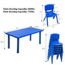 Economy and deluxe folding tables available. Costway Kids Plastic Table And Stackable Chairs Set Indoor Outdoor Classroom Home Blue
