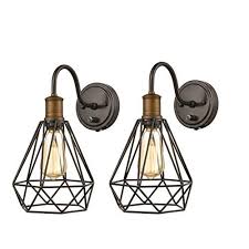Dazhuan Polygon Metal Cage Wall Lights With On Off Switch Plug In Wall Sconce Set Of 2 Dazhuan In 2020 Plug In Wall Sconce Cage Wall Lights Wall Sconces