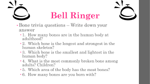 Whether you have a science buff or a harry potter fanatic, look no further than this list of trivia questions and answers for kids of all ages that will be fun for little minds to ponder. Bell Ringer Bone Trivia Questions Write Down Your Answer