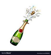 Champagne Bottle With Cork Popping Out Vector Image On Vectorstock Bottle Drawing Champagne Bottle Bottle Tattoo