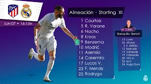 Varane, 9 benzema, 10 modric, 11 asensio, 14. Real Madrid C F On Twitter Our Starting Xi Atletienglish C Benzema Atletirealmadrid
