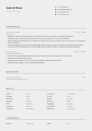 Graphic designer resume sample (text version) work experience. Graphic Designer Resume Example