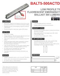 balt5 500actd 500 lumen ac output with time delay t5 fluorescent emergency ballast