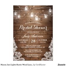 Mason Jars Lights Rustic Wood Lace Bridal Shower Invitation Zazzle Com Bridal Shower Rustic Bridal Shower Cards Lace Bridal Shower Invitation