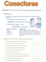 Conectores Para Ninos 4 Grado Primaria Razonamiento Verbal Ejercicios De Espanol Ortografia Ejercicios