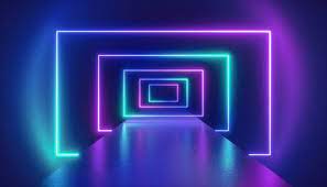 3d Render Virtual Reality Environment Neon Light Rectangular Portal Tunnel Ultraviolet Spectrum Abstract Neon Backgrounds Abstract Backgrounds Laser Show
