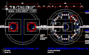 مخطط غرف الصرف الصحي بفتحتين اوتوكاد Dwg