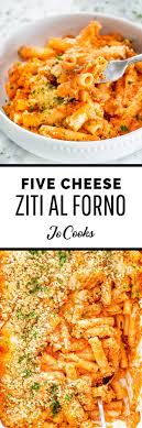 This Five Cheese Ziti Al Forno Is The Epitome Of Comfort Food Creamy Velvety This Ziti Is Loaded With Mozzarella Parmesan Romano Recipes Ziti Pasta Dishes