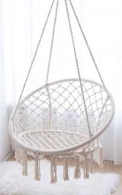 Round Hanging Outdoor Indoor Nordic Style Macrame Handmade Hanging Chair Swing Girl Bedroom Decor Macrame Hanging Chair Hanging Chair