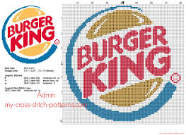 Burger King Fast Food Logo Free Cross Stitch Pattern Cross Stitch Patterns Free Cross Stitch Kitchen Free Cross Stitch