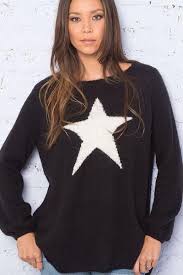 Wooden Ships Star Sweater Black Estrellas