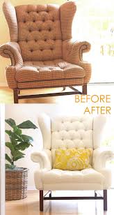 How To Paint Upholstery Old Fabric Chair Gets Beautiful New Life A Piece Of Rainbow Painting Fabric Chairs Paint Upholstery Painting Fabric Furniture