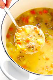 This Delicious Turkey Cheeseburger Soup Recipe Is Lightened Up With A Few Simple Tweaks It S Full Of V Cheeseburger Soup Turkey Soup Recipe Ground Turkey Soup