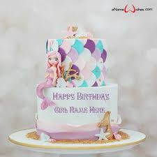 Birthday Cake Images For Girls With Name Cute Mermaid Birthday Cake With Name Mermaid Birthday Cakes Happy Birthday Cakes Birthday Wishes Cake