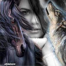 Beautiful Woman Howling Wolf Anf Horse Horse Animal Pet Wolves And Women Wolf Pictures Fantasy Wolf