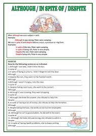 Although Despite In Spite Of Linking Words Grammar Lesson Plans Grammar Lessons