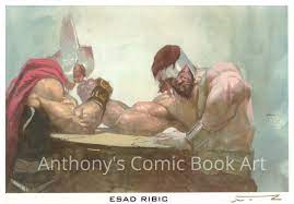 Thor and Hercules Arm Wrestling Print of Painted Art - Signed by Esad Ribic