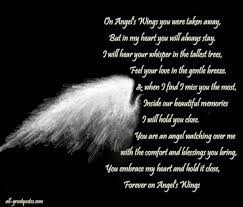 On Angel S Wings You Were Taken Away But In My Heart You Will Always Stay I Will Hear Your Whisper In Th Sympathy Quotes In Loving Memory Quotes Grief Quotes
