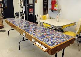 Portable Beer Pong Table Built From Reclaimed Wood And Beer Caps Diy Beer Pong Table Diy Beer Pong Diy Beer