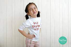 Download Girls T Shirt Mockup Kids White Long Sleeves Top Casual Style Etsy Png Illustrations