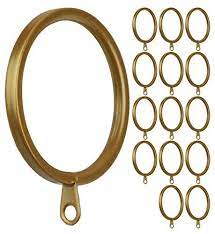 Meriville 14 Pcs Gold 1 5 Inch Inner Diameter Metal Flat Curtain Rings With Eyelets Fits Up To 1 1 4 Inch Rod Metal Curtain Curtain Rings Curtains With Rings