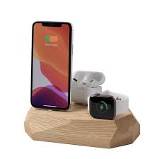 Wireless recharging for 3 apple devices: Triple Dock Iphone Apple Watch Airpods Charger 3 In 1 Oakywood
