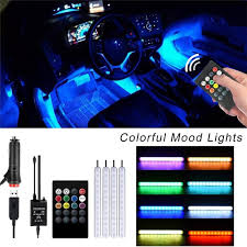 Car Rgb Led Strip Light Foot Ambient Lights One For Four Voice Control Interior Decorative Lights Car Included Dc Walmart Com Walmart Com