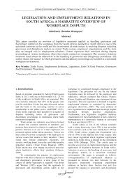 Pdf Legislation And Employment Relations In South Africa A Narrative Overview Of Workplace Dispute