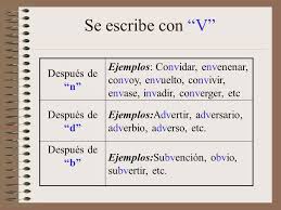 Ejemplo de palabras con v. Se Escribe Con V Despues De N Ppt Video Online Descargar