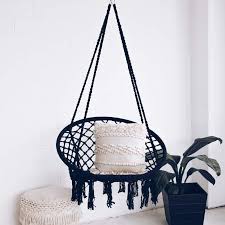 Whether you are dreaming of yourself in a brazilian hammock chair, a double hammock chair, a fabric hammock chair, or a swing hammock. Black Macrame Hammock Chair Swing Madrid Ivory Deene